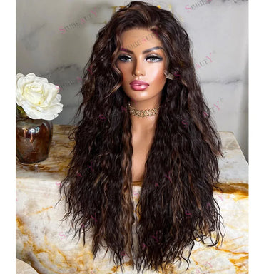 Ready To Wear | Brown Highlight Deep Wave Glueless HD Lace 13x6 Frontal Wig