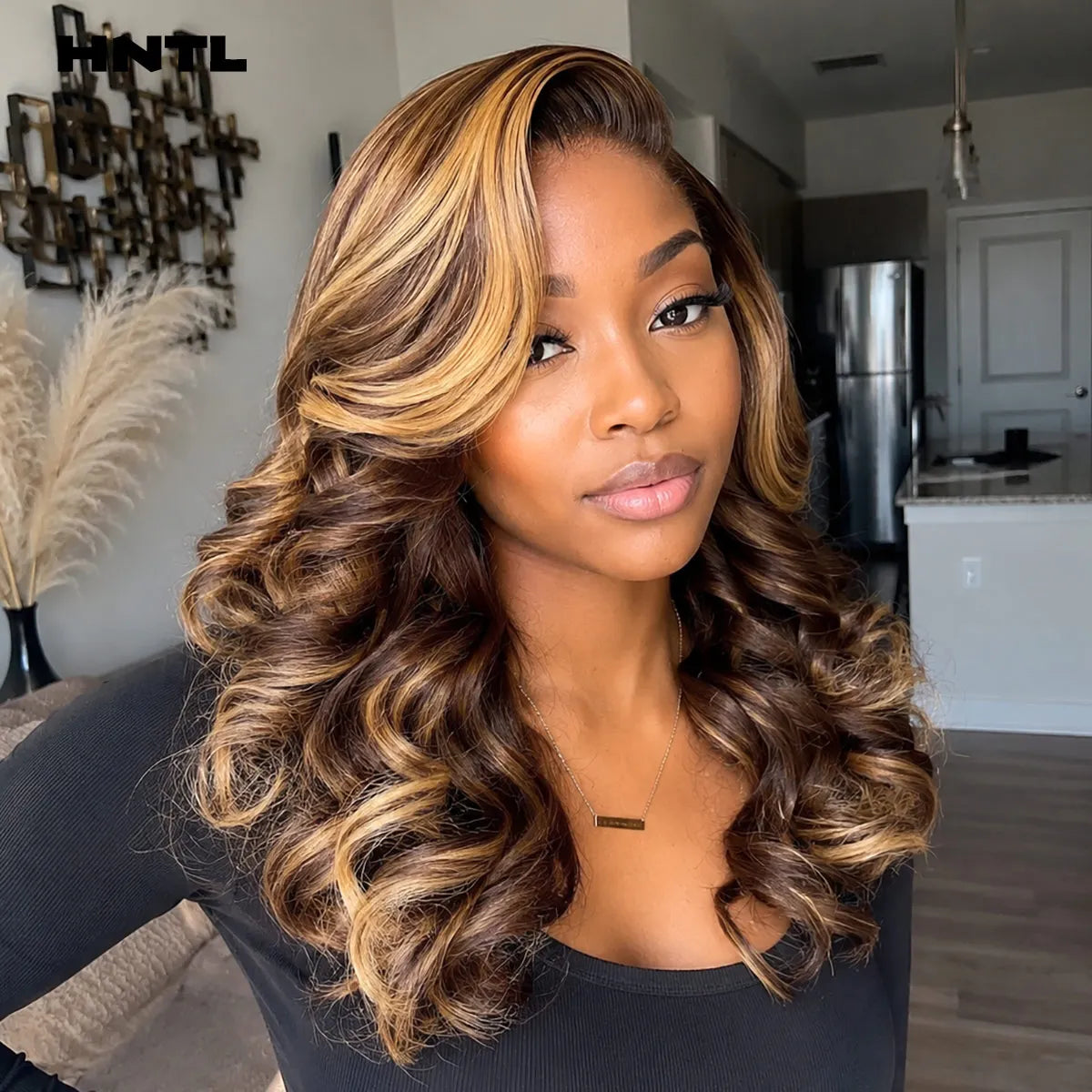 Natural Bounce | Honey Brown Highlight Loose Wave Glueless HD Lace 13x6 Frontal Wig