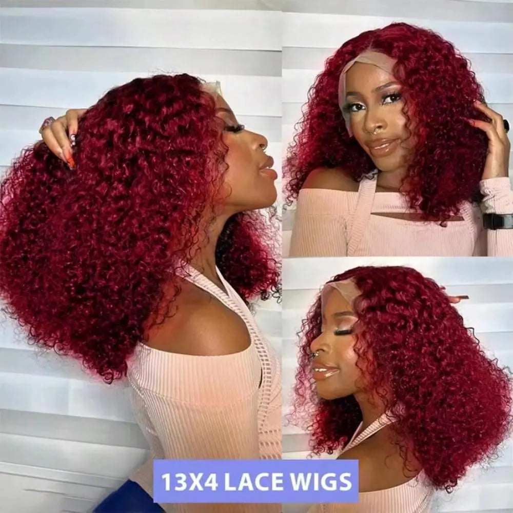 Wear & Go | Burgundy 99J 180% Density Deep Wave Glueless HD Lace 13x4 Frontal Wig Pre-Cut