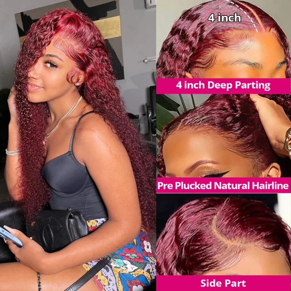 Ready To Wear | Burgundy 99J Deep Wave Glueless HD Lace 13x6 Frontal Wig