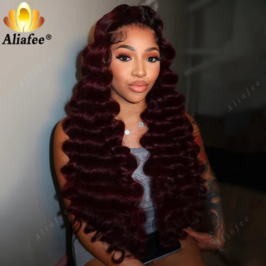 Wear & Go | Burgundy 99J Deep Wave Glueless HD Lace 13x6 Frontal Wig Pre-Cut
