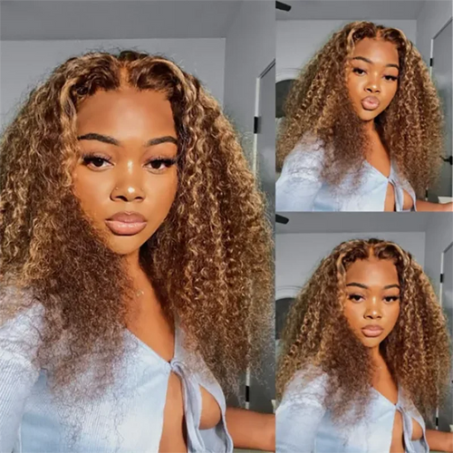 Big Curl Energy | Honey Brown Highlight Kinky Curly Glueless HD Lace 7x5 Closure Wig