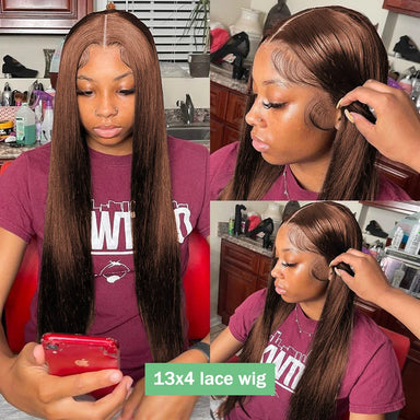 Classic Silk | Chocolate Brown Straight Glueless HD Lace 13x6 Frontal Wig by ShineEase