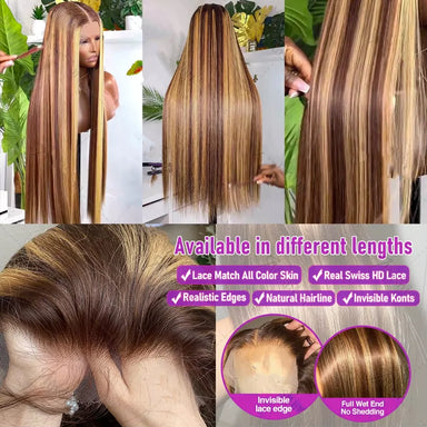 Sun-Kissed | Honey Brown Highlight Glueless HD Lace 13x4 Frontal Wig Pre-Cut