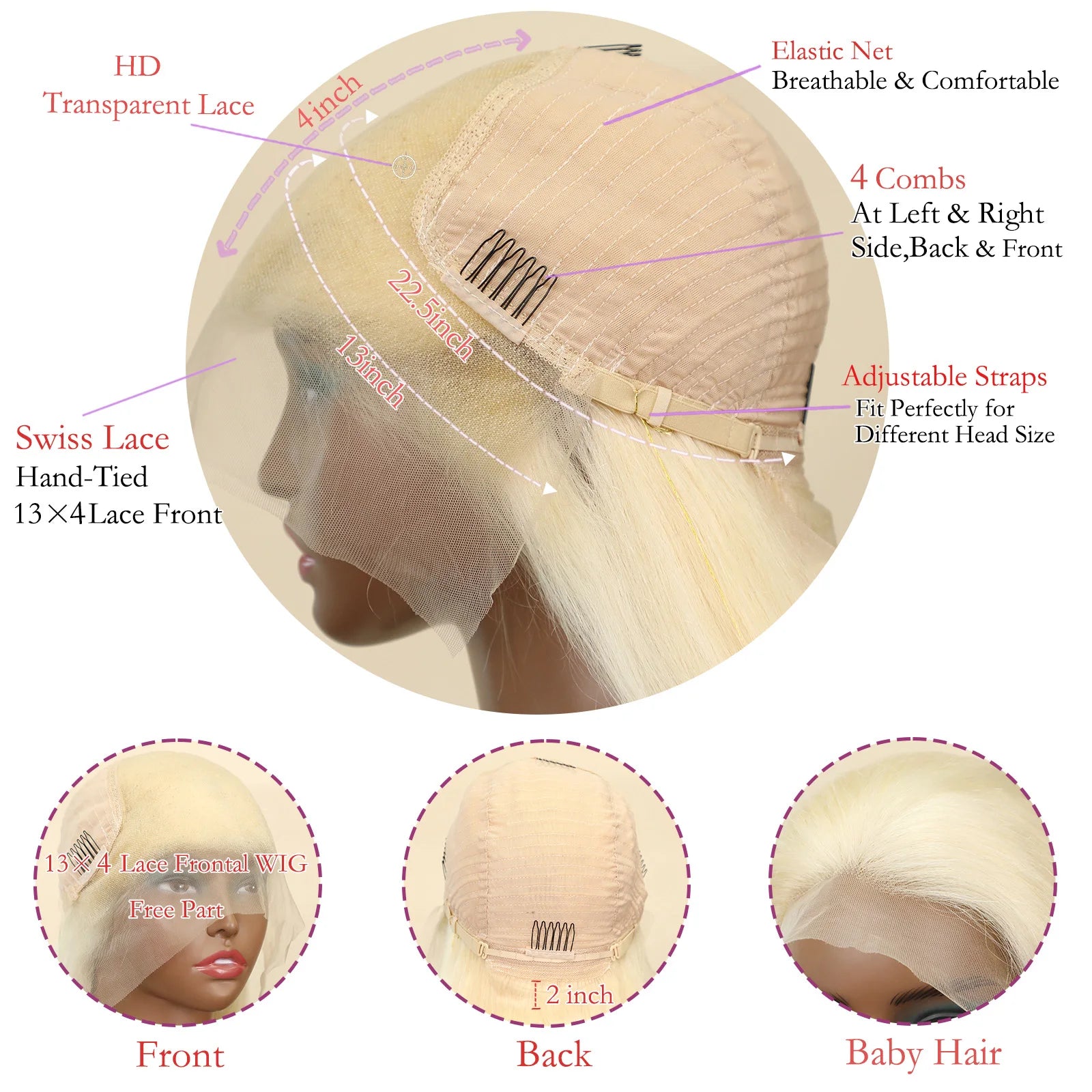 Blonde Vibes | 220% Density 613 Blonde Glueless HD Lace 13x4 Frontal Wig