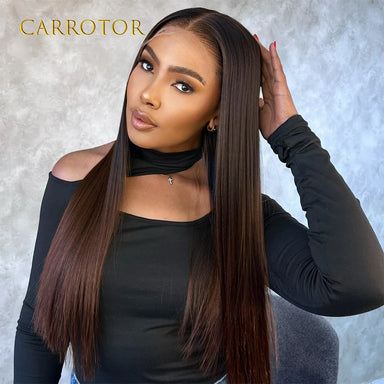 Polished Look | Ombre Brown Straight Glueless HD Lace 13x6 Frontal Wig