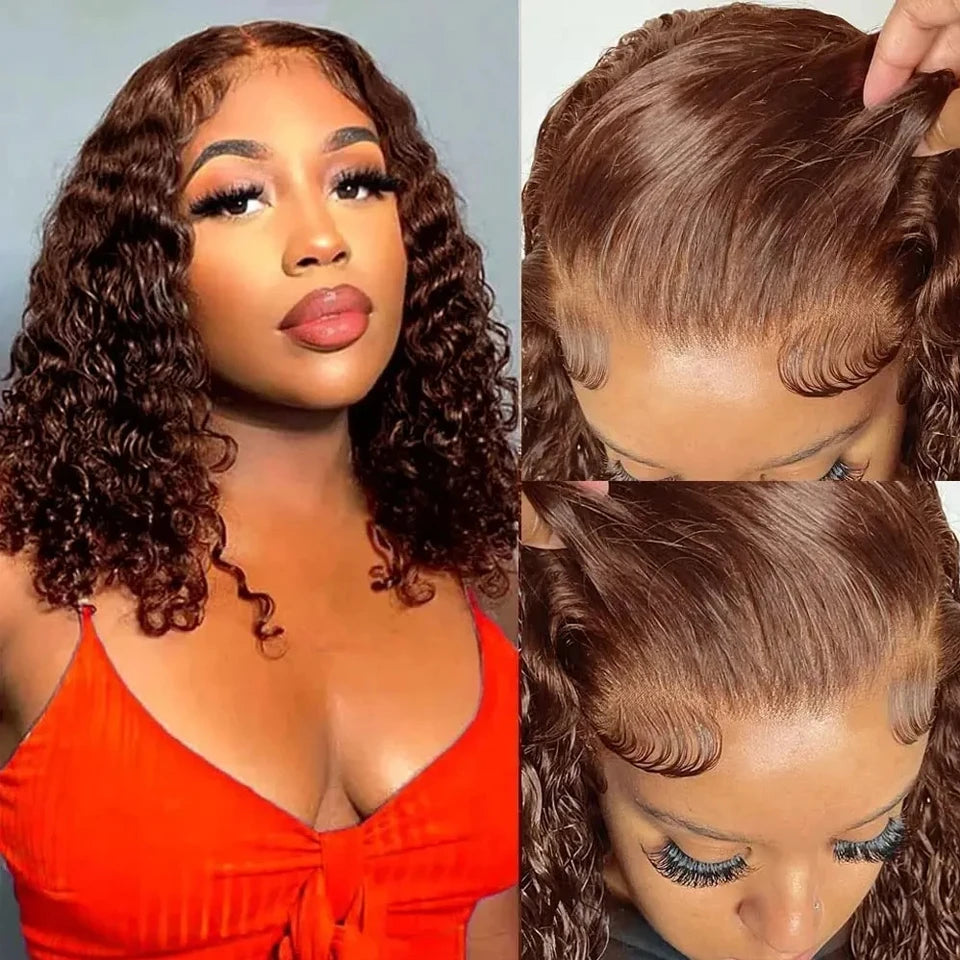Throw On & Go | Chocolate Brown 250% High Density Deep Wave Glueless HD Lace 13x4 Frontal Wig