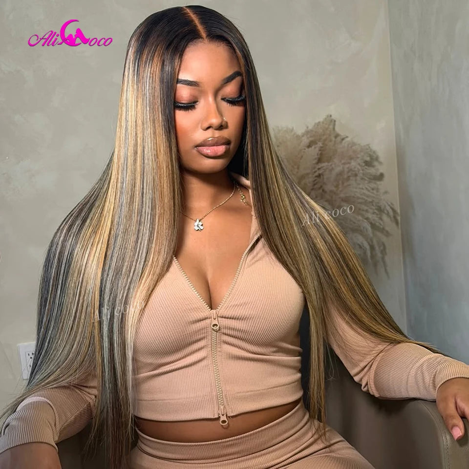 Sun-Kissed | Brown Highlight 180% Density Highlight Glueless HD Lace 13x6 Frontal Wig Pre-Cut