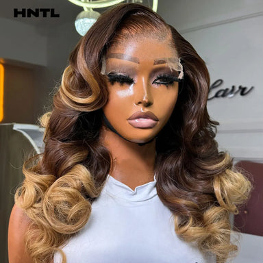 Effortless Glam | Brown Highlight 400% Super Density Loose Wave Glueless HD Lace 13x6 Frontal Wig