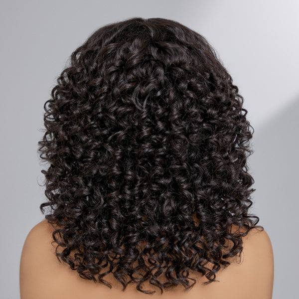12 Inches | Casual Bouncy Curly 4x4 Closure Lace Glueless Mid Part Short Wig 100% Human Hair