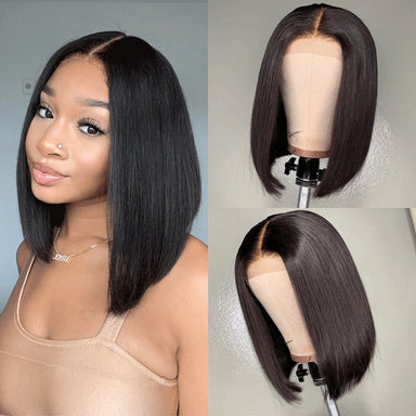 Exclusive Discount | Halo Hair Style Hair Beginner Friendly Glueless Silky Blunt Cut 4x4 Closure Bob Wig | Upgraded 2.0