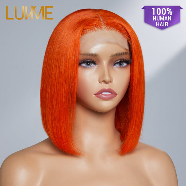 Halo Hair Style Fiery Orange Glueless 4x4 Closure Bob Wig 100% Human Hair