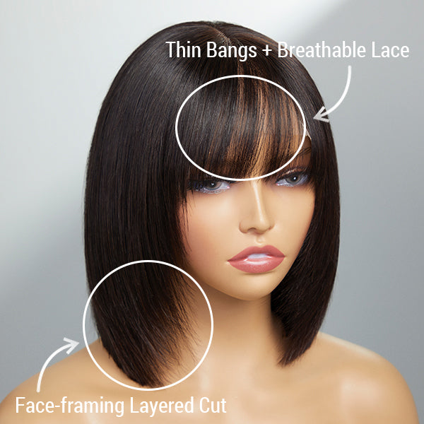 Trendy Short Cut Bob Wig With Bangs | Beginner Friendly