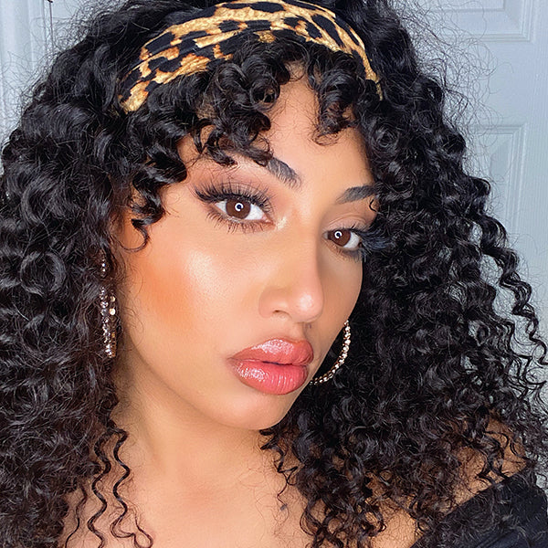 Throw On & Go Deep Wave No Lace Glueless Long Headband Wig 100% Human Hair - US Only