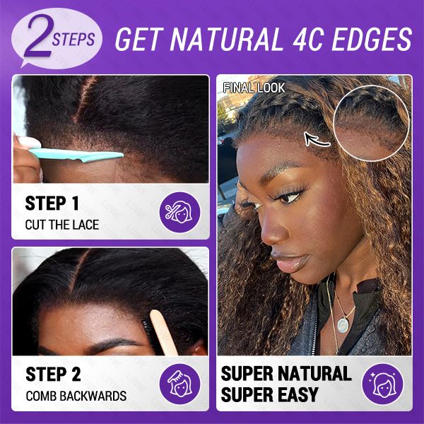 4C Edges | Kinky Edges Ombre Brown Deep Wave Glueless 13x4 Frontal HD Lace Side Part Long Wig - US Only