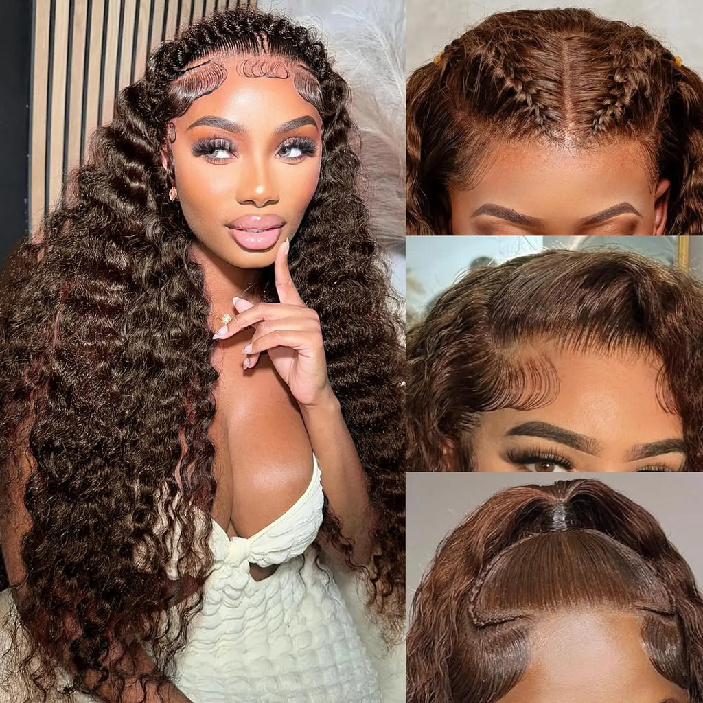 Ready To Wear | Brown Deep Wave Glueless HD Lace 13x6 Frontal Wig