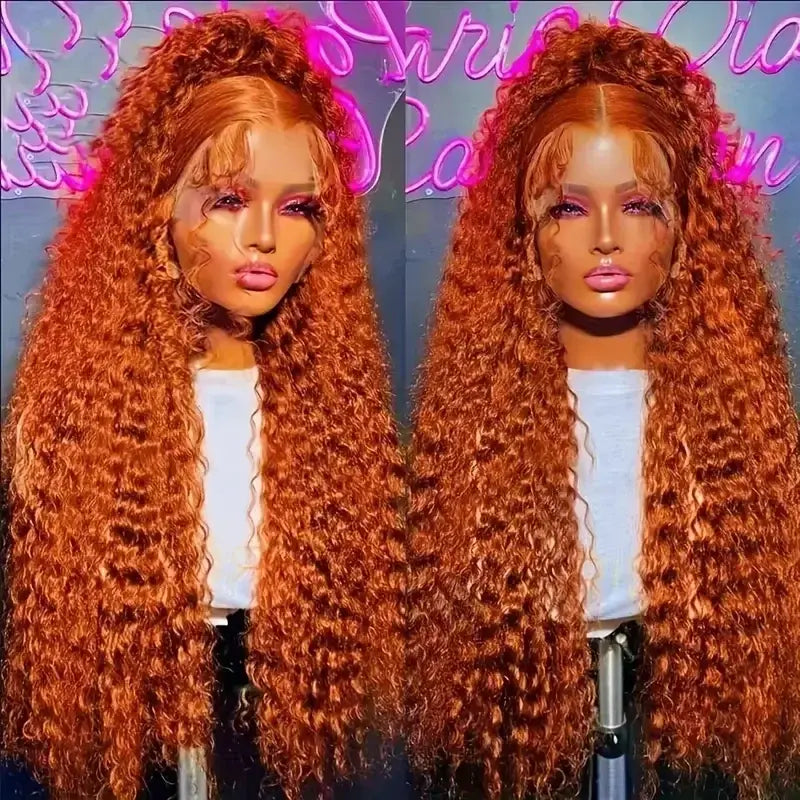 Melted Hair 180% Density Ginger Water Wave Wig Glueless 13x6 Frontal Wig