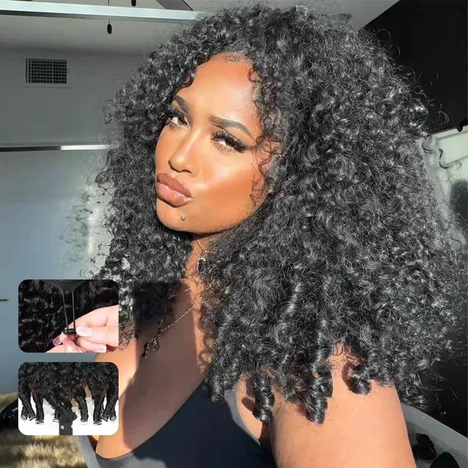 Melted Hair 180% Density Curly Wig Glueless Half Wig — Style 7