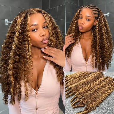 Highlight Kinky Curly Crochet Braiding Hair Extensions — 100% Human Hair