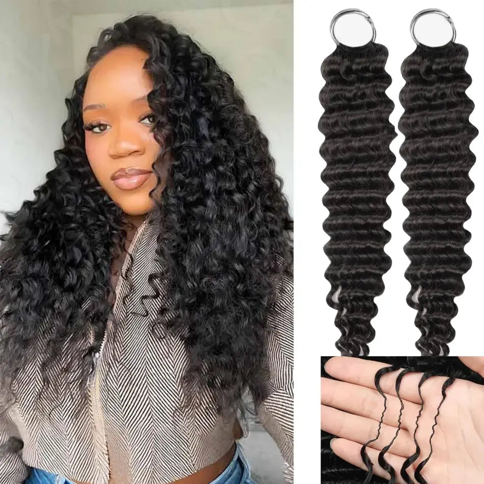 Melted Hair Feather Deep Wave Crochet Human Hair For Boho Braids Miracle Knots Pre-Looped Knotless Invisible Soft Reusable Hair Extensions Invisible Pre-Separated Beginner-Friendly For Black Women