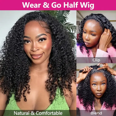 Snap & Go | Kinky Curly No-Lace Glueless Half Wig