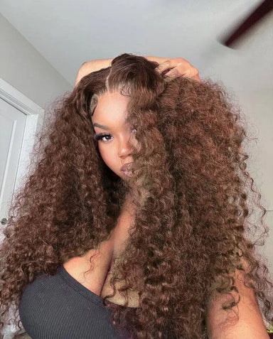 Melted Hair 180% Density Chocolate Brown Water Wave Wig Glueless 13x6 Frontal Wig