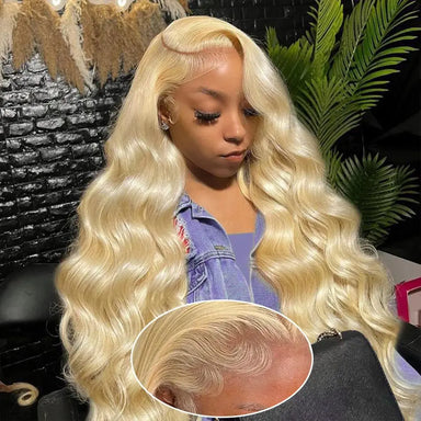 Melted Hair Blonde 613 Body Wave Wig Glueless 13x6 Frontal Wig — Drawstring Cap