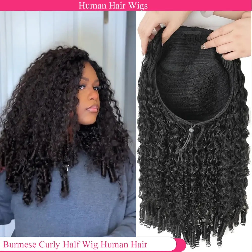 Melted Hair 180% Density Curly Wig Glueless Half Wig — Style 5