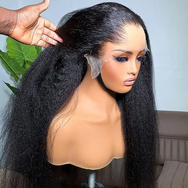 Melted Hair 180% Density Kinky Straight Wig Glueless 360 Lace Pre-Cut Lace Wig