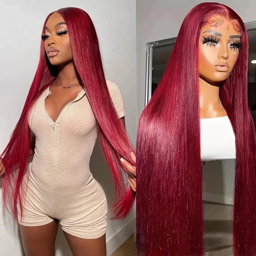 Fresh Install | Burgundy Straight Glueless HD Lace 13x6 Frontal Wig