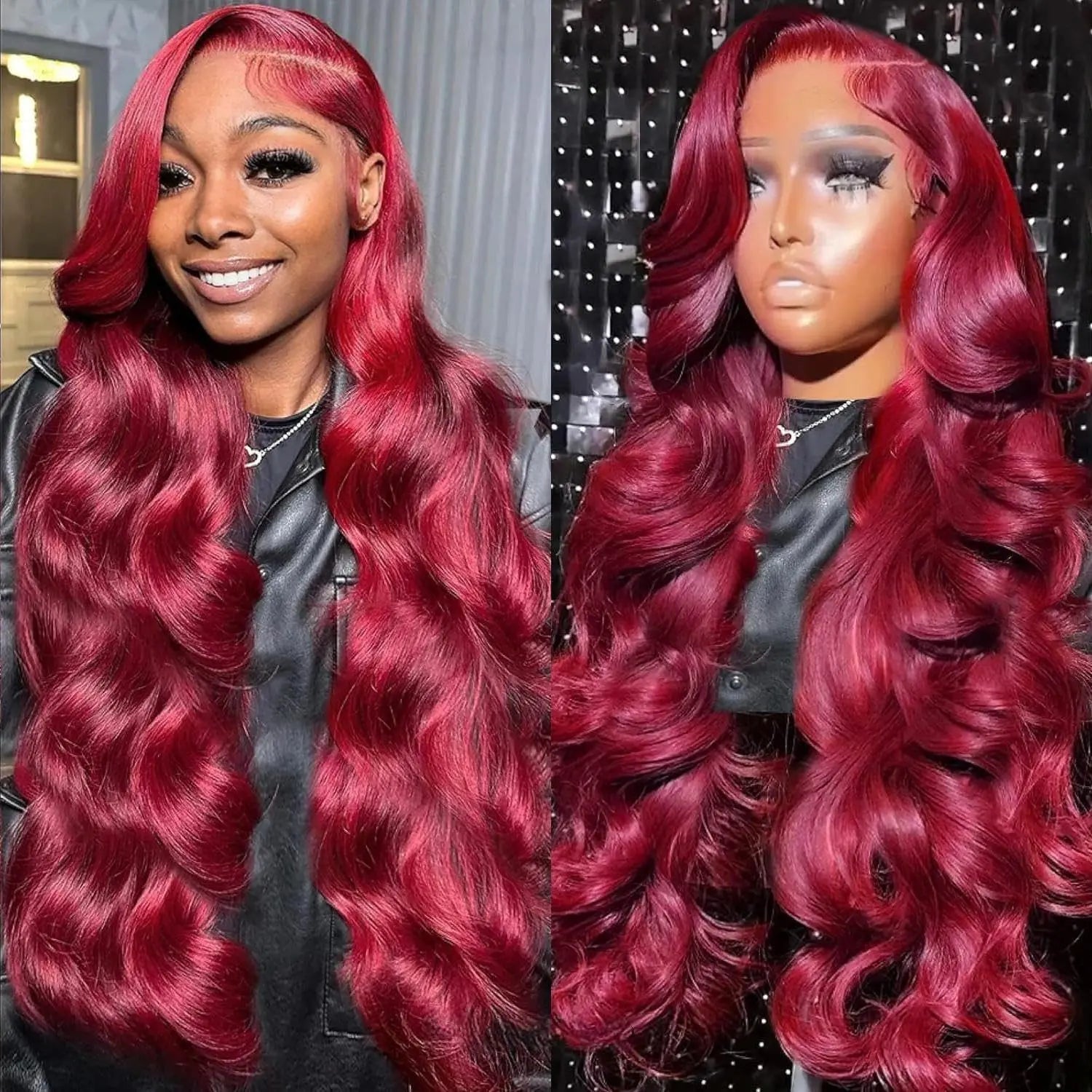 Melted Hair 180% Density Burgundy Body Wave Wig Glueless 13x6 Frontal Wig