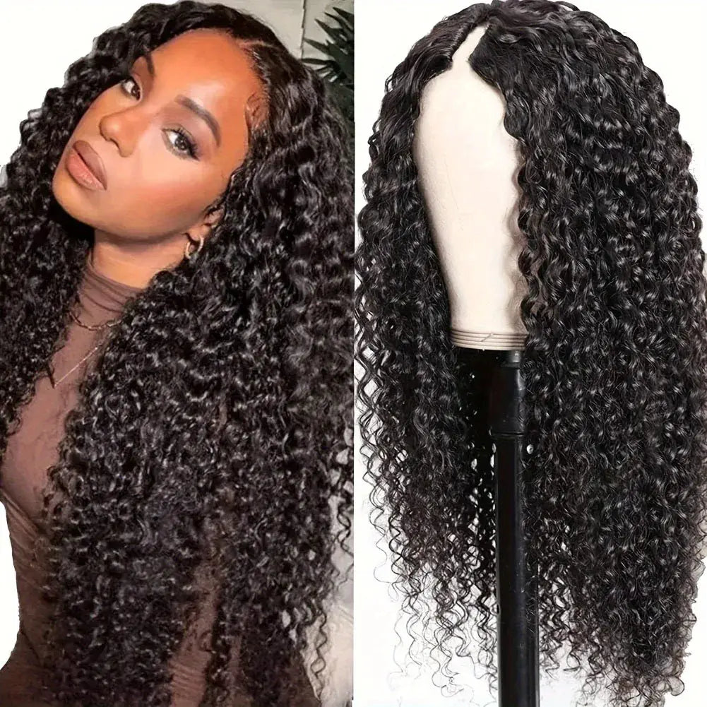 Melted Hair 180% Density Deep Wave Wig Glueless V-Part Wig