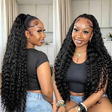 Melted Hair 180% Density Deep Wave Wig Glueless 13x6 Frontal Wig — Pre-Plucked