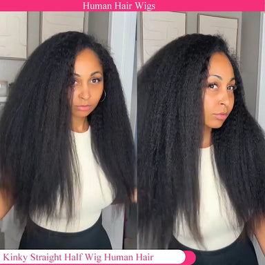 No Glue No Fuss | Kinky Straight No-Lace Glueless Half Wig