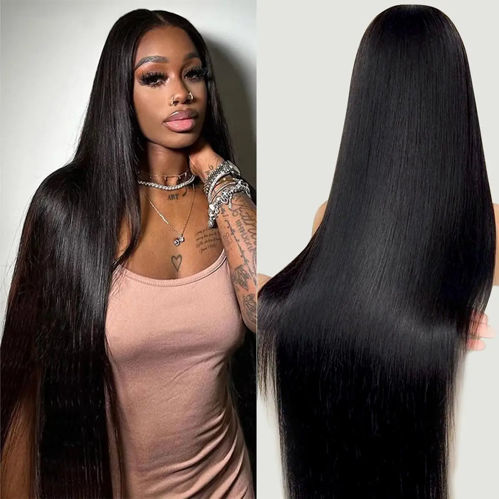 Melted Hair 180% Density Straight Wig Glueless 13x6 Frontal Wig — Bleached Knots