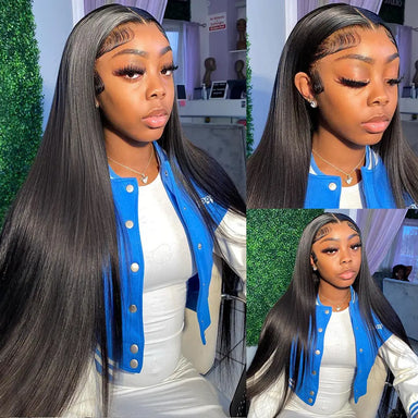 Melted Hair 180% Density Bone Straight Wig Glueless 13x6 Frontal Wig — Bleached Knots
