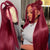Melted Hair 180% Density Burgundy Straight Wig Glueless 13x6 Frontal Wig