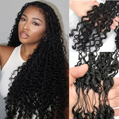 Melted Hair Knotless Kinky Curly Feather Crochet Hair Braid Human Hair Extensions Invisible Pre-Separated Pixie Curls Crochet Hair