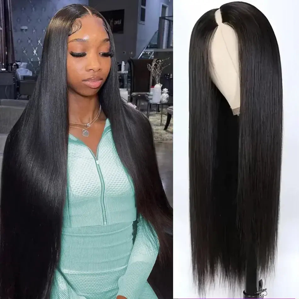 Melted Hair Straight Wig Glueless V-Part Wig — Drawstring Cap