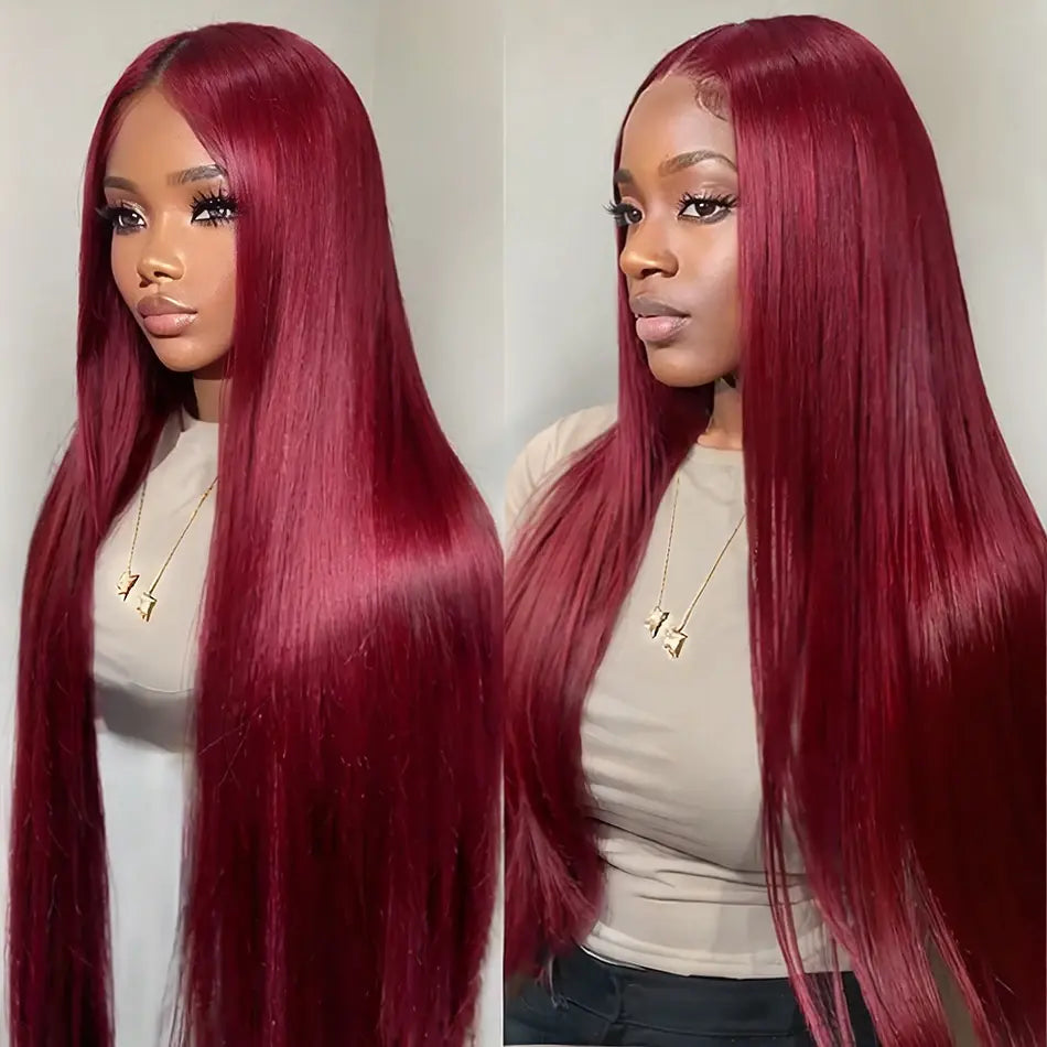Throw On & Go | Burgundy Straight Glueless HD Lace Lace Front Wig