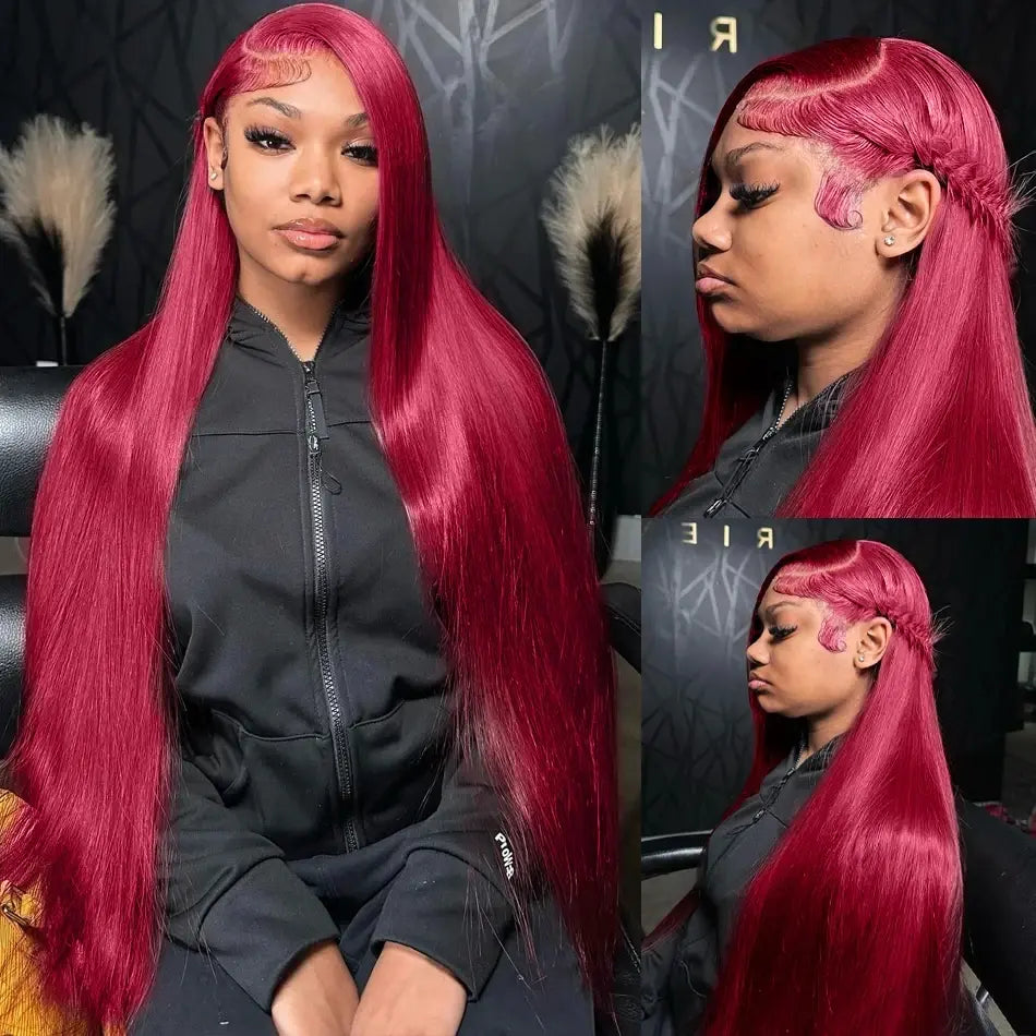 Slay All Day | Burgundy Straight Glueless HD Lace 13x4 Frontal Wig