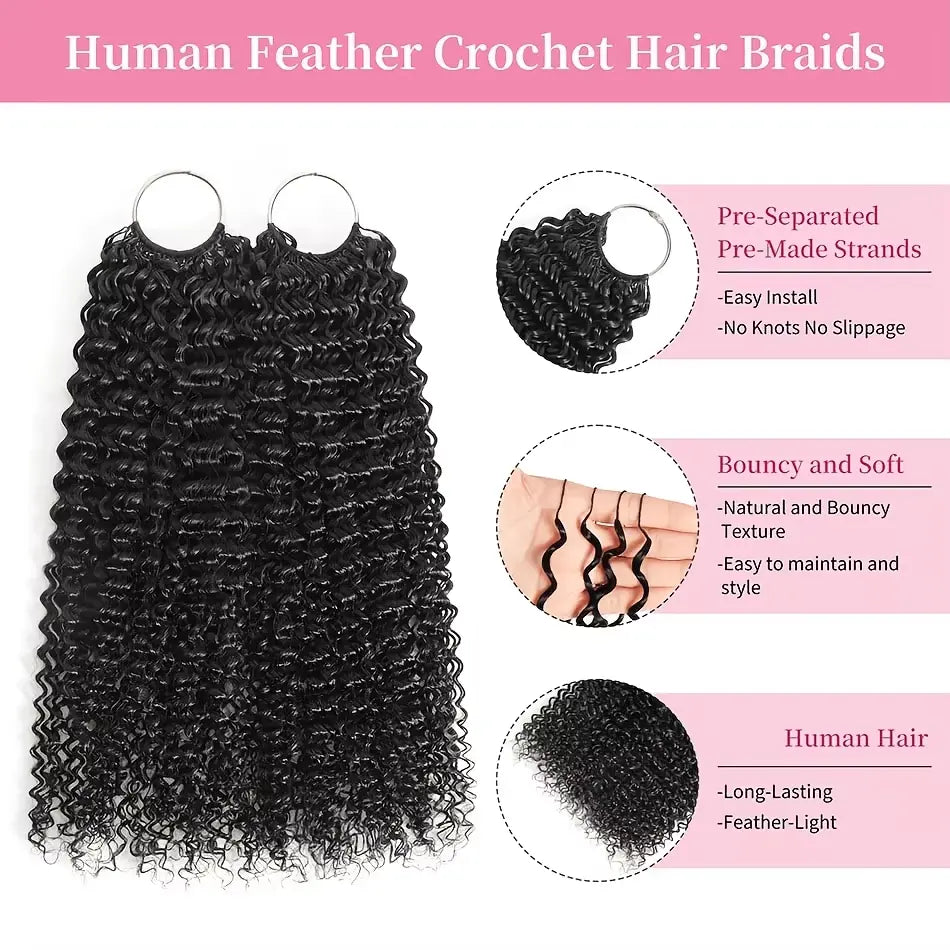 Kinky Curly Crochet Braiding Hair Extensions — 100% Human Hair
