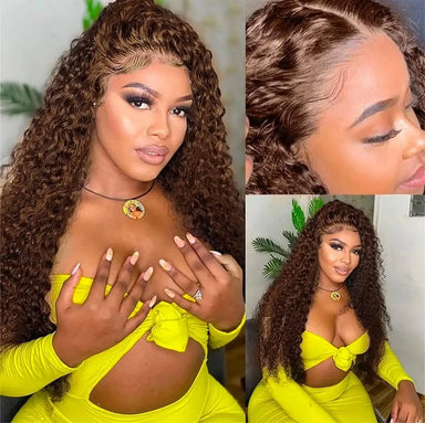 Effortless Glam | Brown Deep Wave Glueless HD Lace 13x6 Frontal Wig Pre-Cut