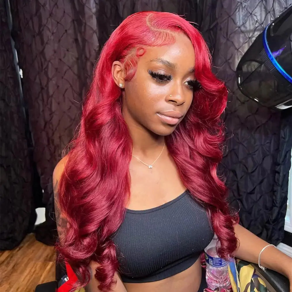Throw On & Go | Burgundy Body Wave Glueless HD Lace 13x6 Frontal Wig