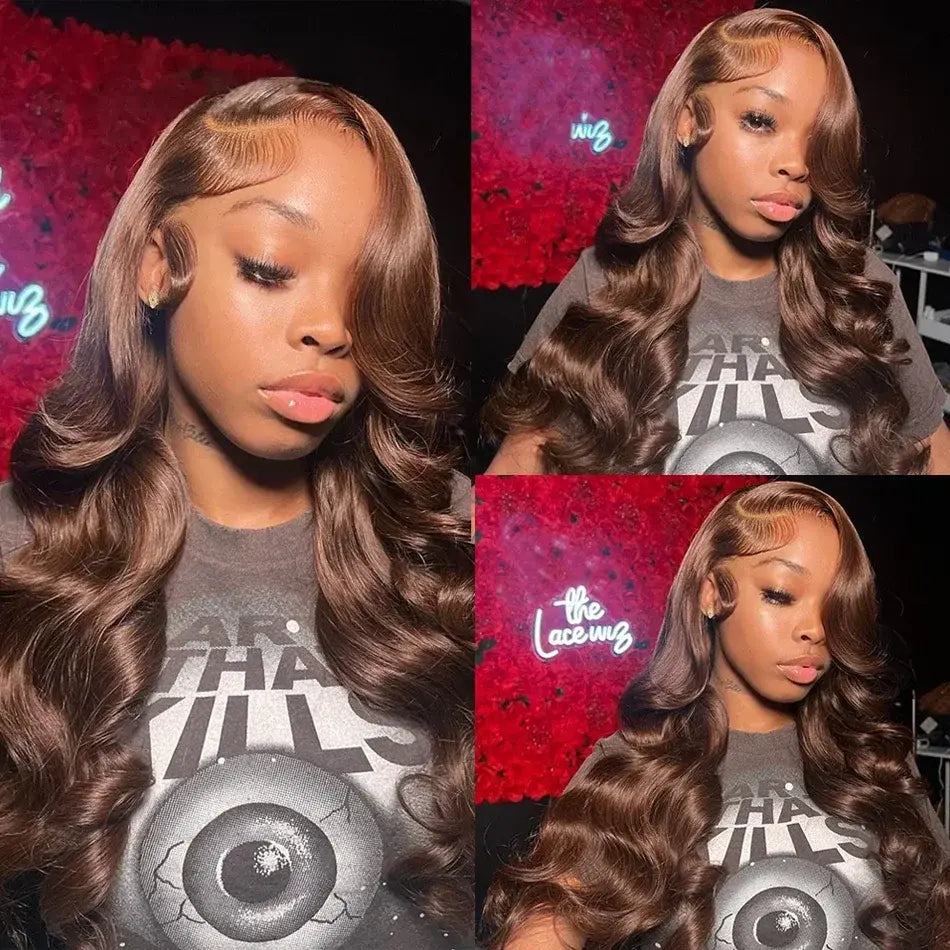 1 Min Install | Brown Body Wave Glueless HD Lace 13x6 Frontal Wig