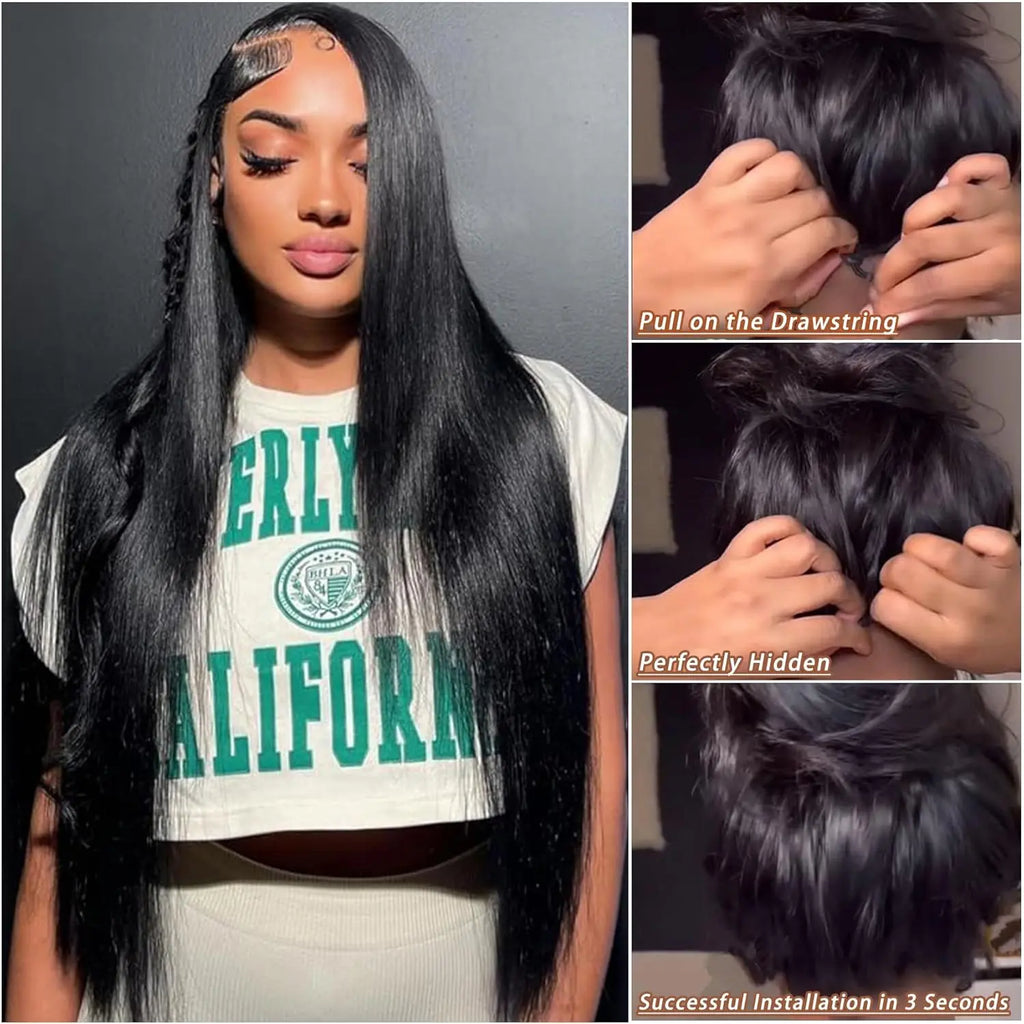 Snap & Go | Straight No-Lace Glueless V Part Wig