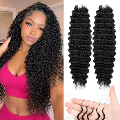 Melted Hair Feather Deep Wave Crochet Human Hair For Boho Braids Miracle Knots Pre-Looped Knotless Invisible Soft Reusable Hair Extensions Invisible Pre-Separated Beginner-Friendly For Black Women