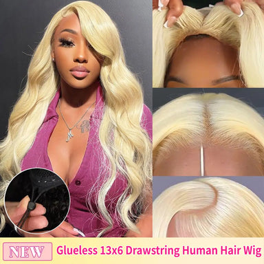 Melted Hair 180% Density Blonde 613 Body Wave Wig Glueless 13x6 Frontal Wig — Drawstring Cap
