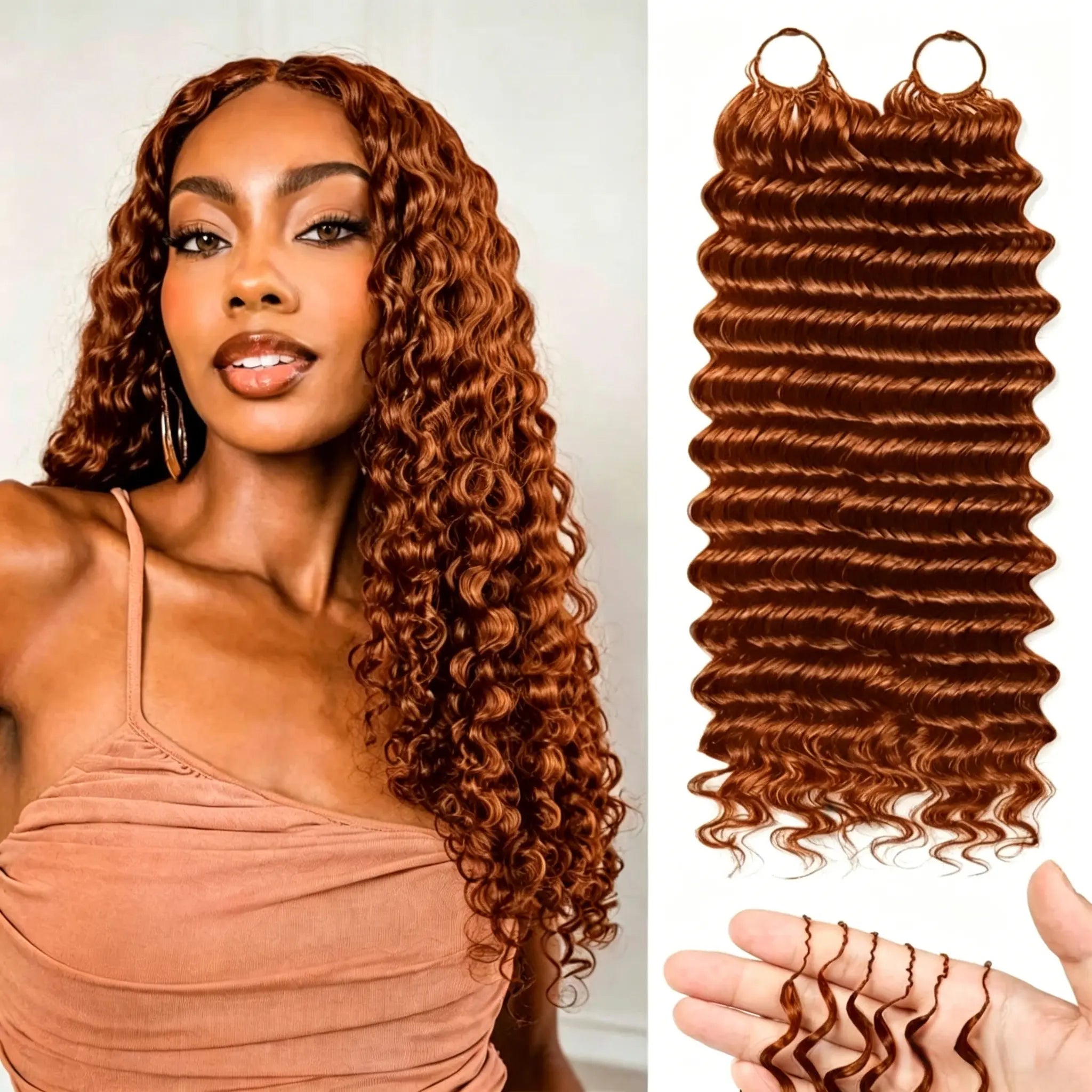 Ginger Kinky Curly Crochet Braiding Hair Extensions — 100% Human Hair