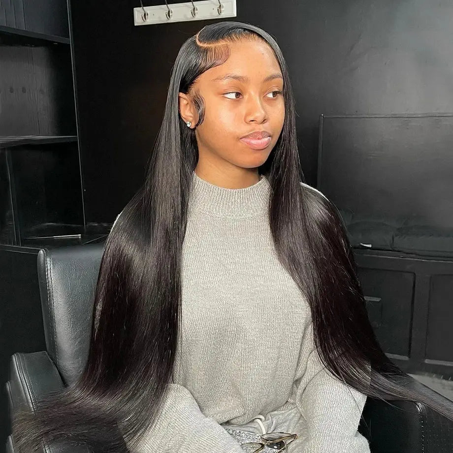 Melted Hair 180% Density Bone Straight Wig Glueless 13x6 Frontal Wig — Transparent Lace